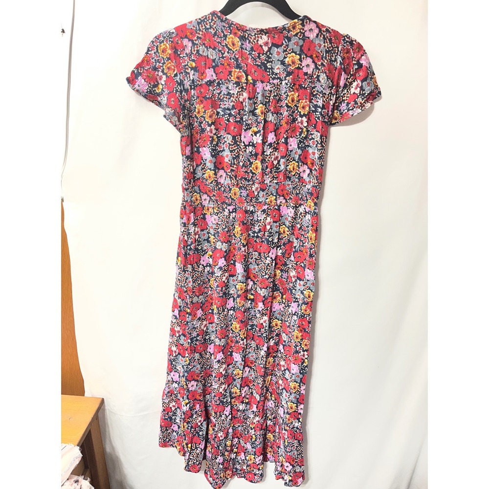 Knox Rose Floral V-Neck Midi Dress Red Pink Yellow Boho Tassel Waist Womens‎ XS - Picture 3 of 3